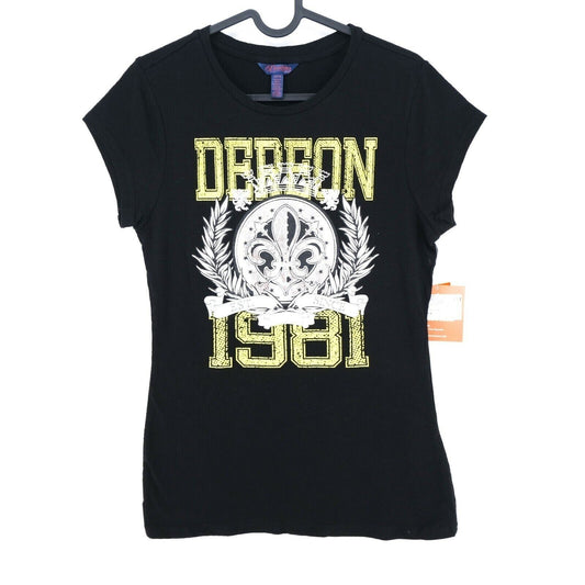 DEREON Black Crew Neck Top T Shirt Size S