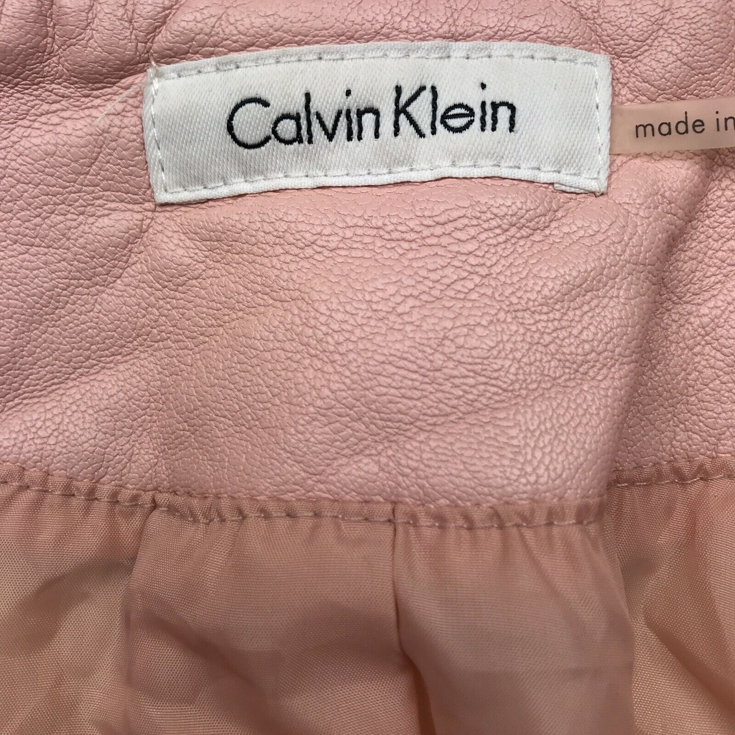 CALVIN KLEIN Light Pink Faux Leather Jacket Coat Size M