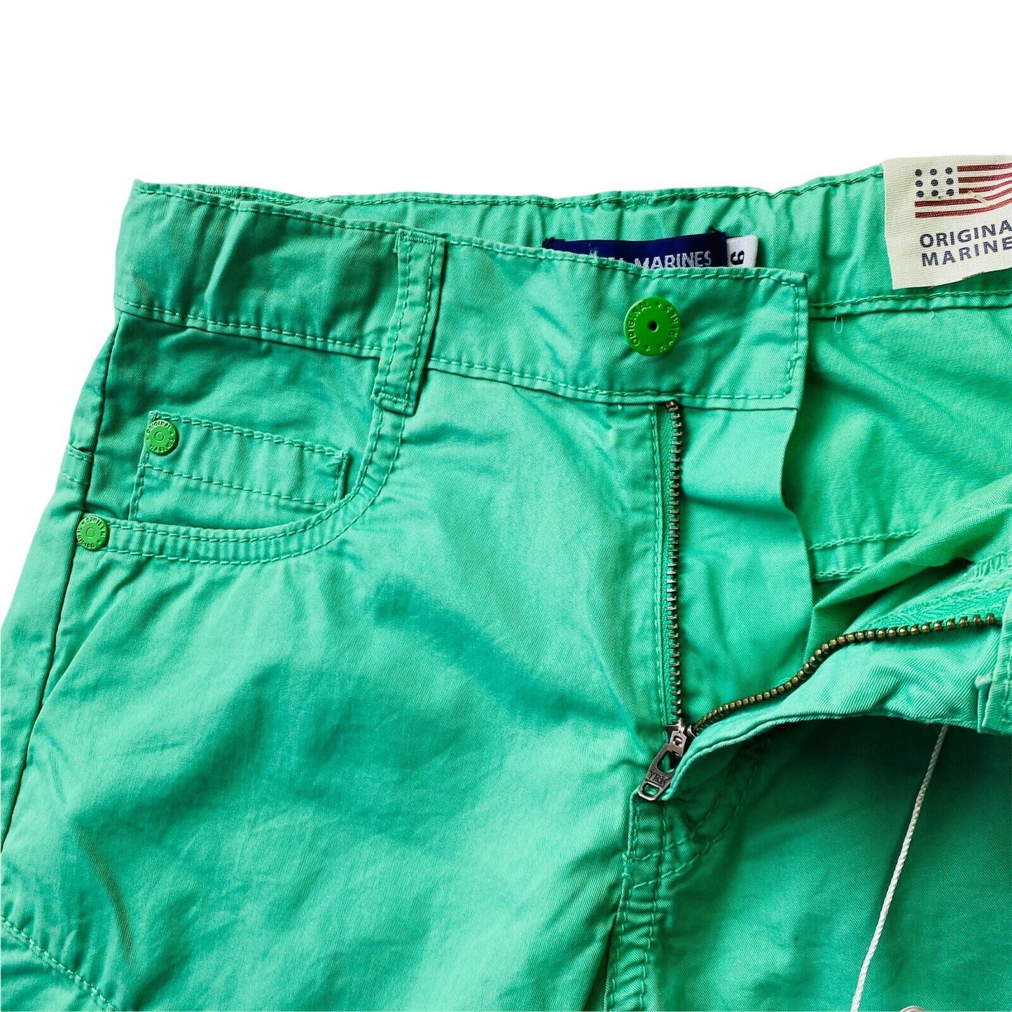 ORIGINAL MARINES Women Green Skinny Carrot Fit Chino Shorts Size 6 W24