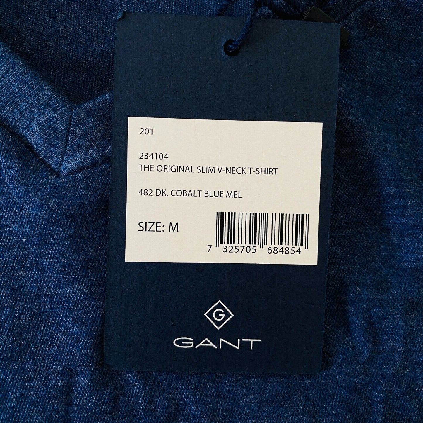 GANT Mens Navy Blue Original Slim V Neck T Shirt Size M