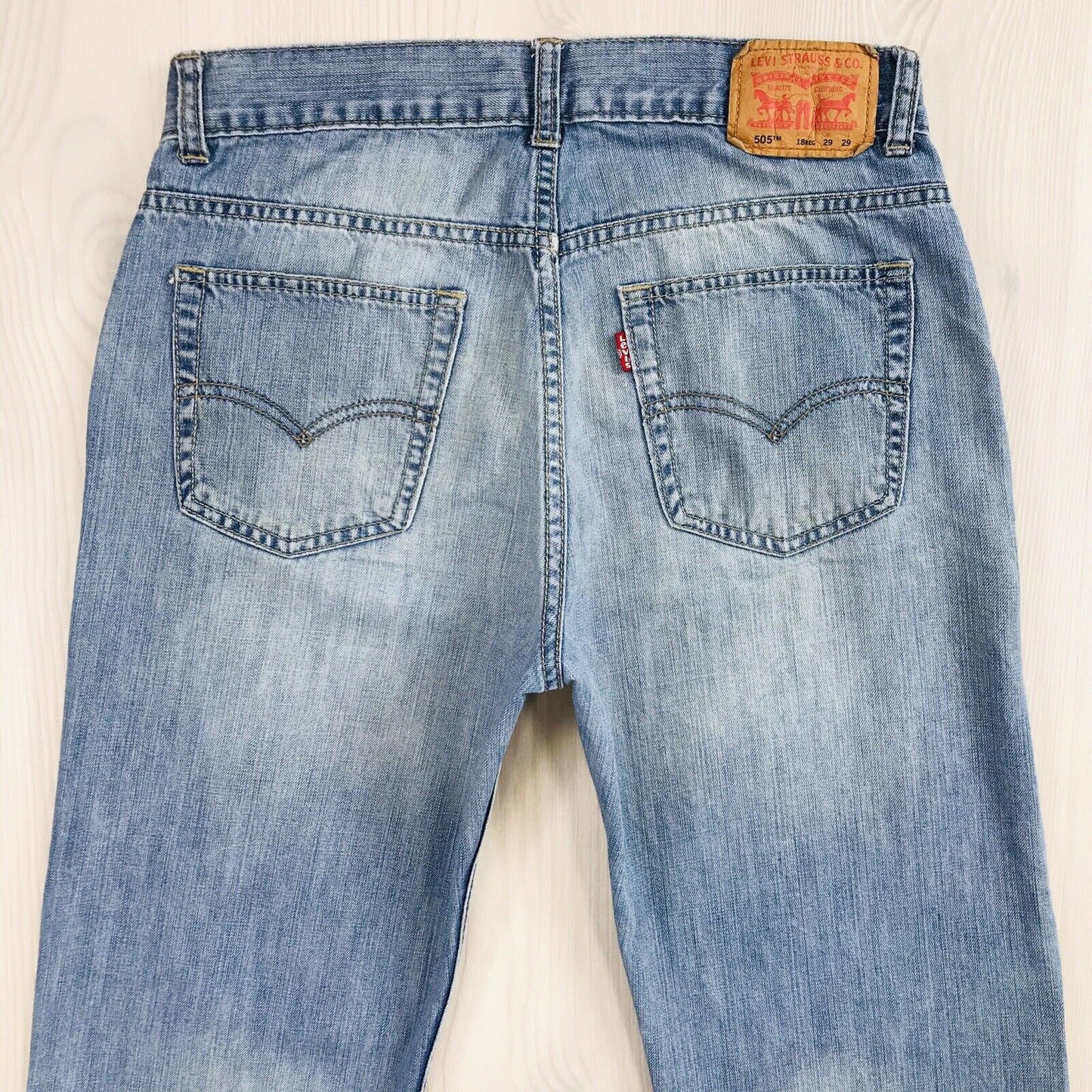 Vintage Levi's 505 Jungen Blau Regular Straight Fit Jeans 18 Reg / W29 L29