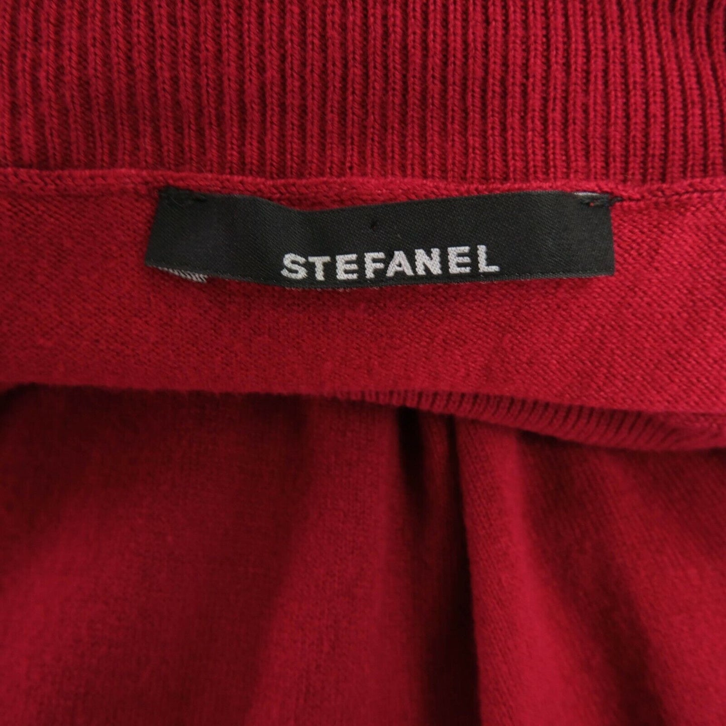 STEFANEL Red Turtle Neck T Shirt Top Blouse Size L