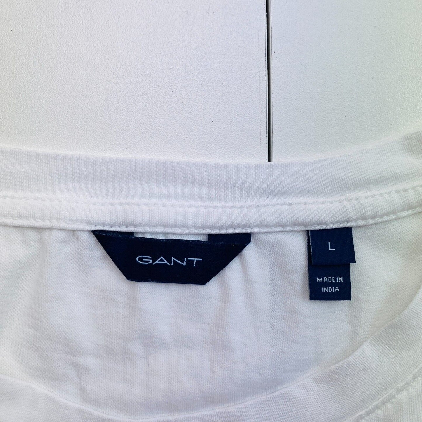 GANT Women White Solid Crew Neck Long Sleeves T Shirt Size L