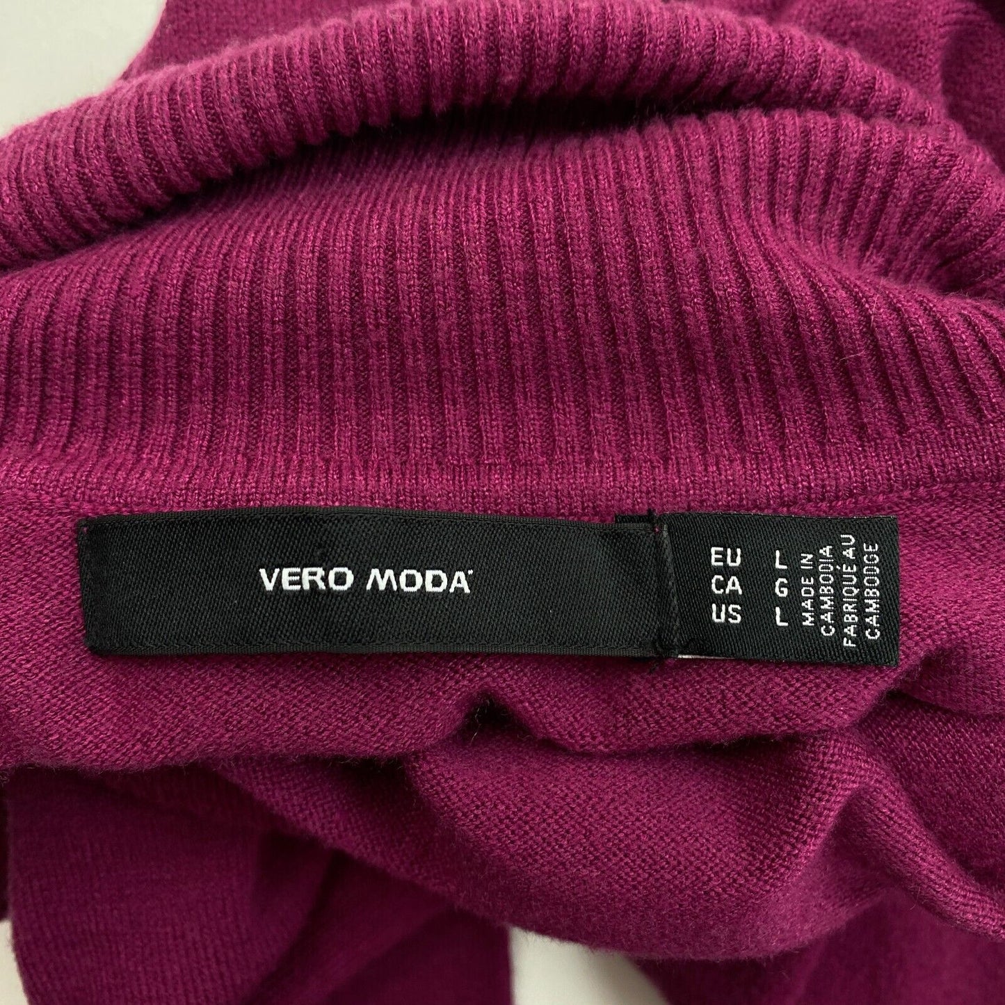 VERO MODA Womens Dark Purple Roll Neck Sweater Jumper Size L