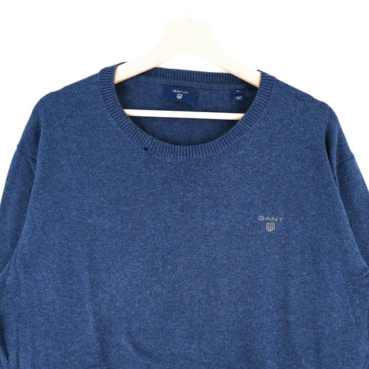 GANT Navy Blue Crew Neck Cotton Wool Blend Jumper Sweater Size XL