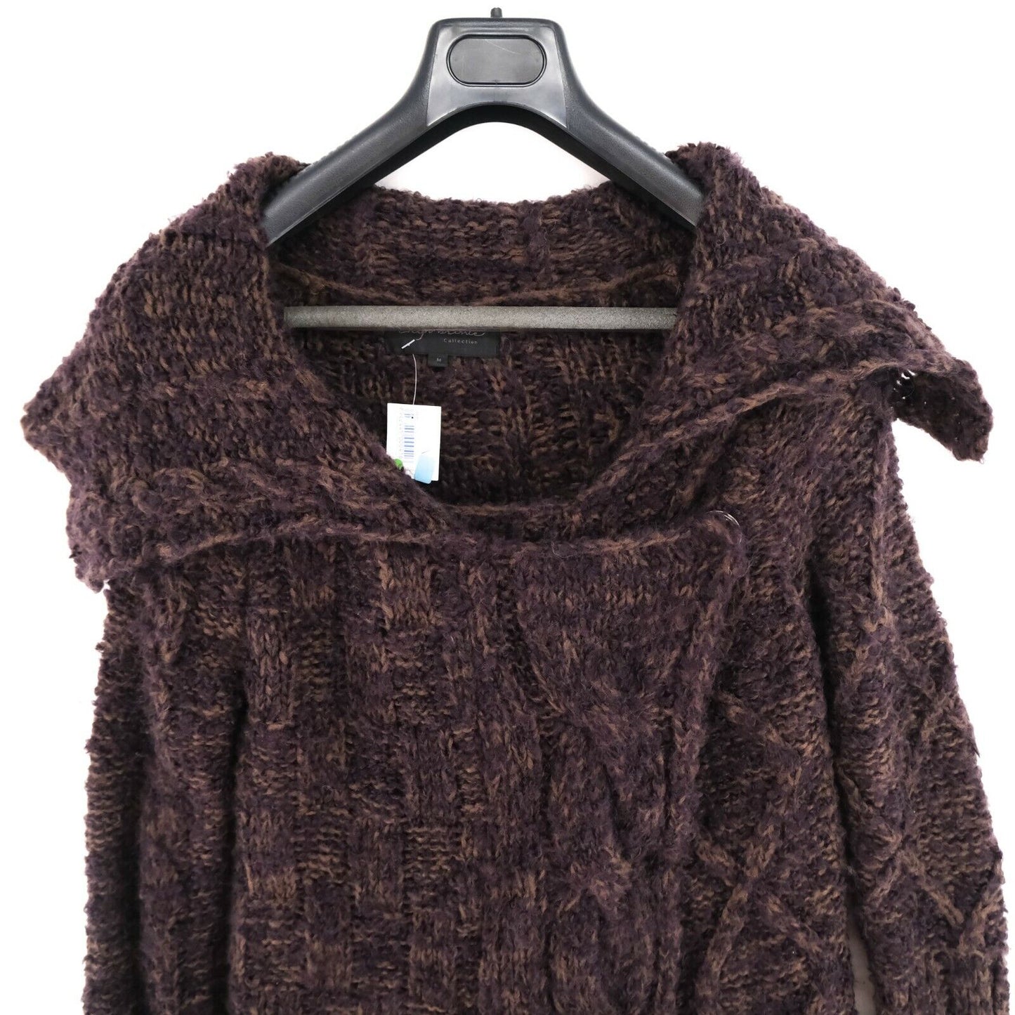 ERYN BRINIE Dark Purple Long Wrap Up Cardigan Sweater Size M