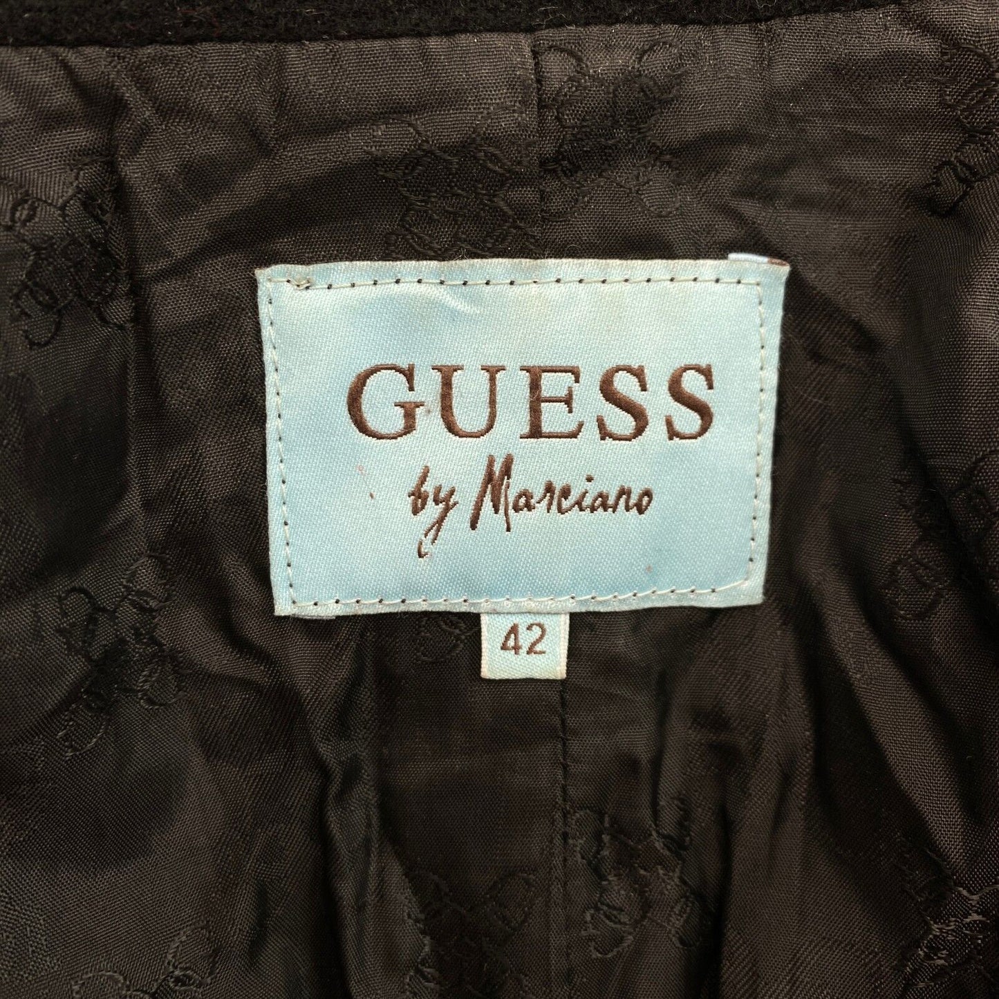 GUESS By Marciano Black Wool Blend Over Coat Jacket Size EU 42 UK 14 US 12