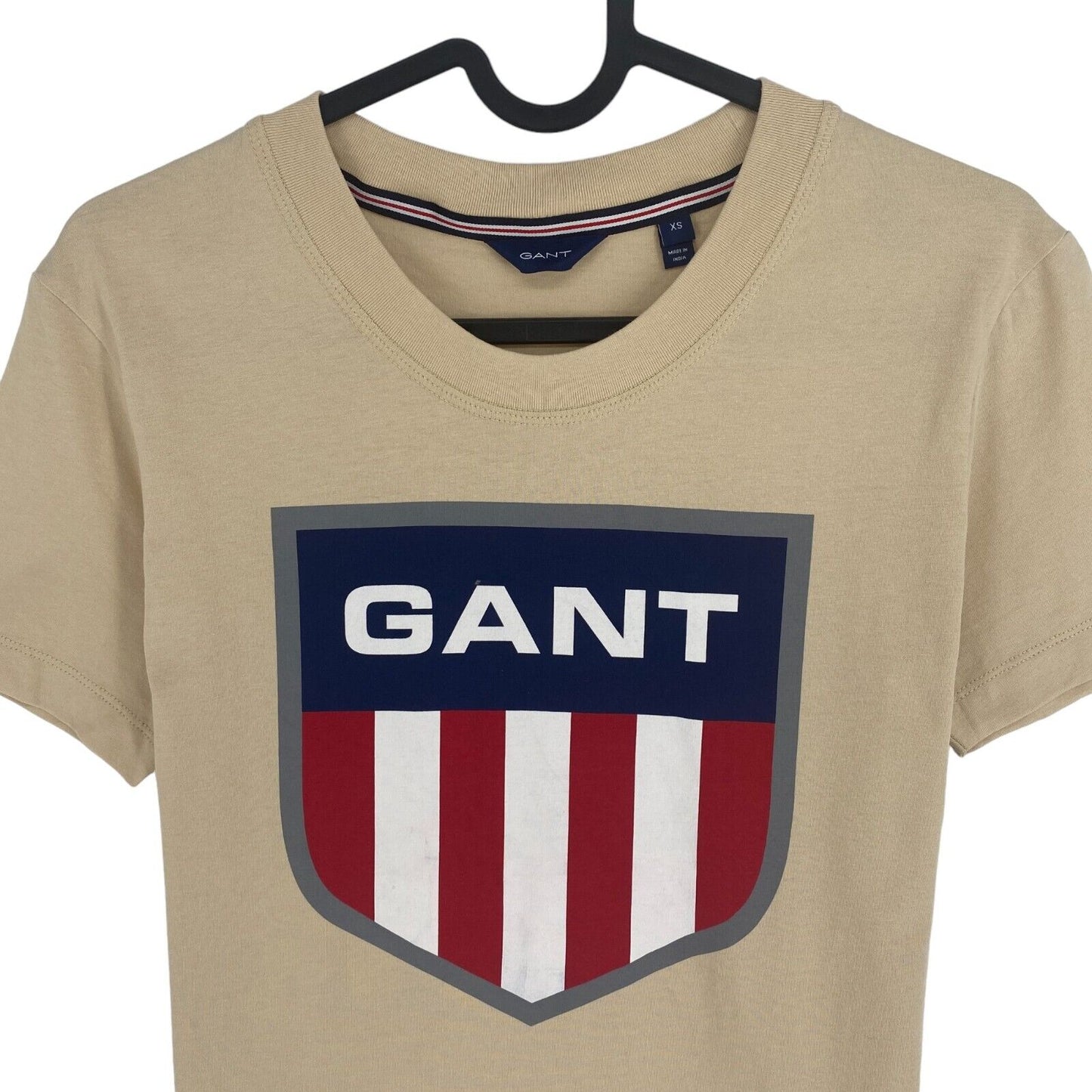 GANT Women Brown Retro Shield Crew Neck Short Sleeves T Shirt Size XS