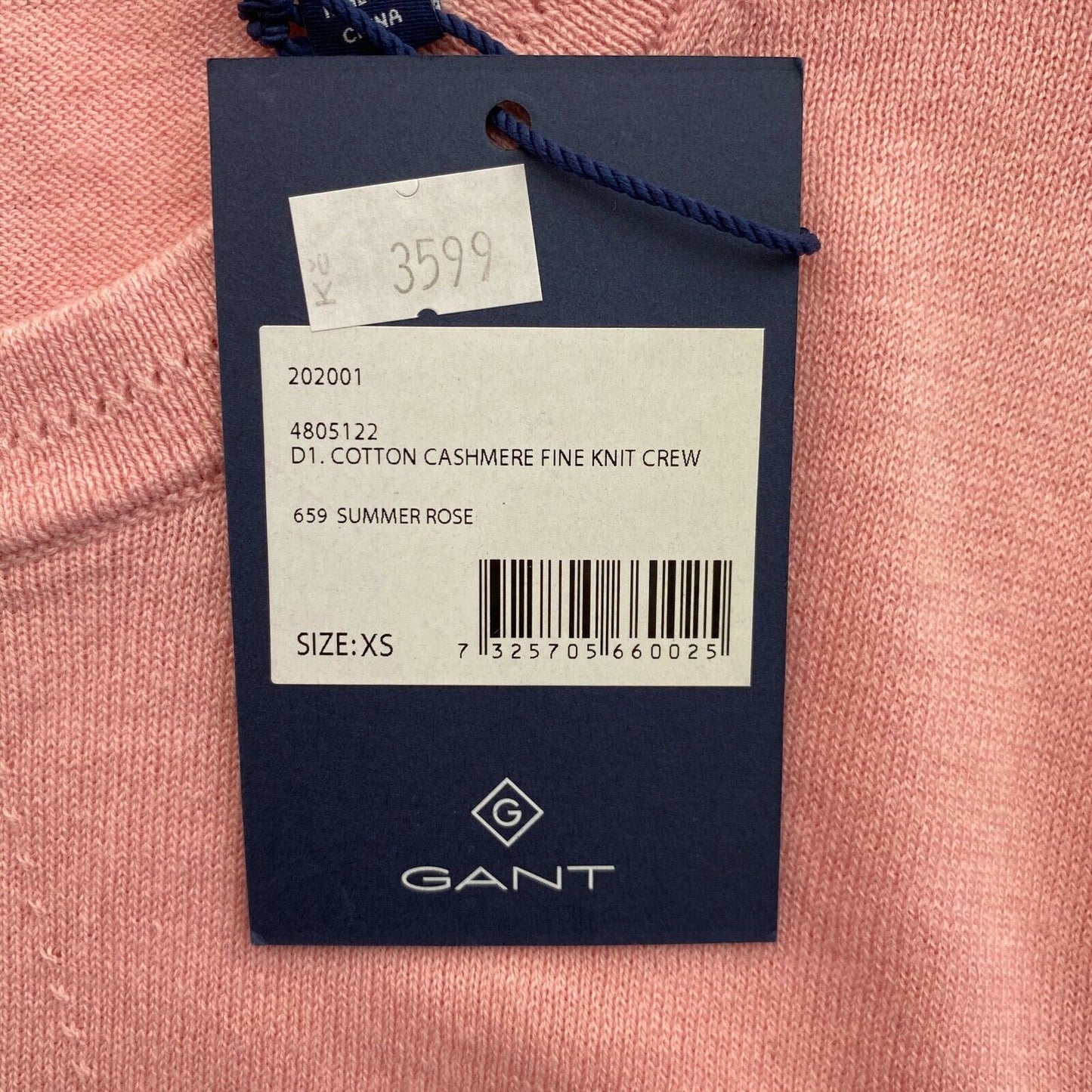 GANT Pink Cotton Cashmere Fine Knit Crew Neck Top Size XS