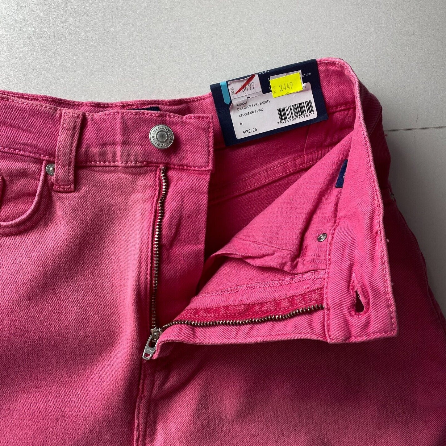 GANT Women Pink Regular Fit Denim Shorts Size W26