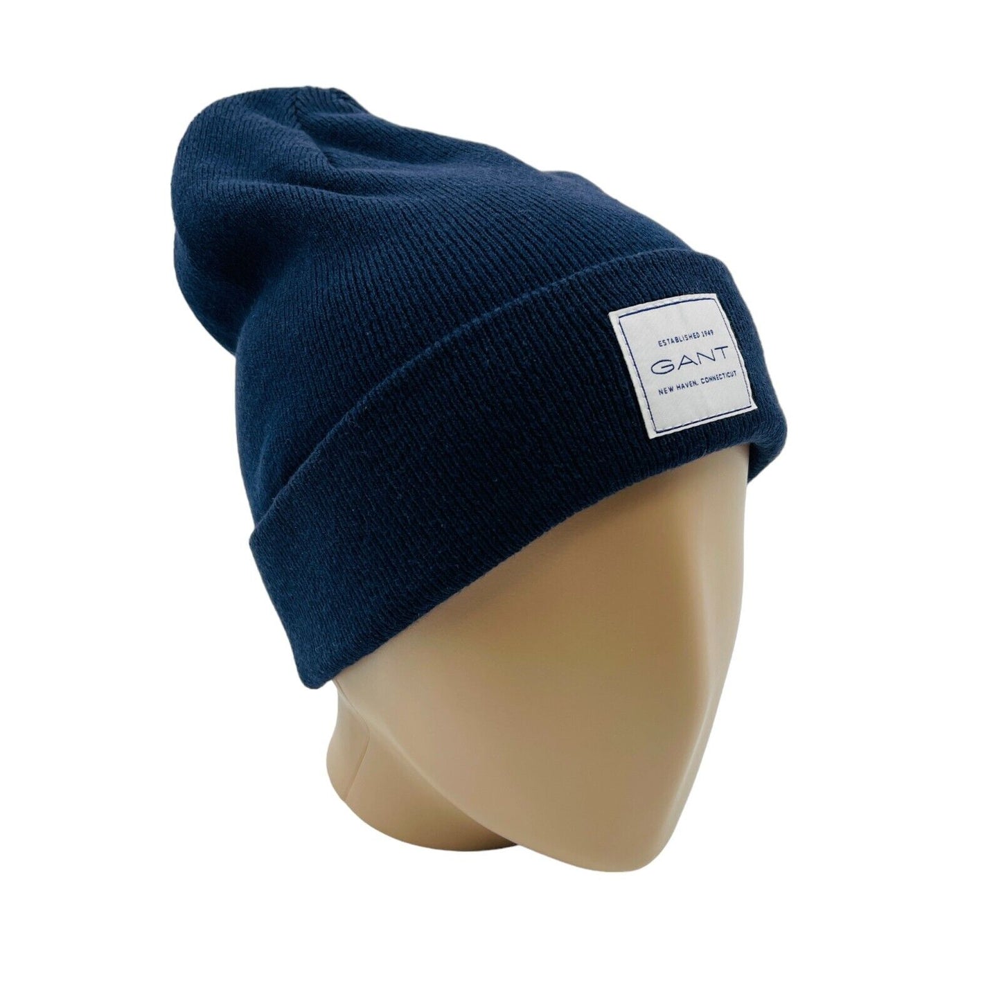 GANT Unisex Dark Blue Cotton Blend Knit Beanie Hat One Size