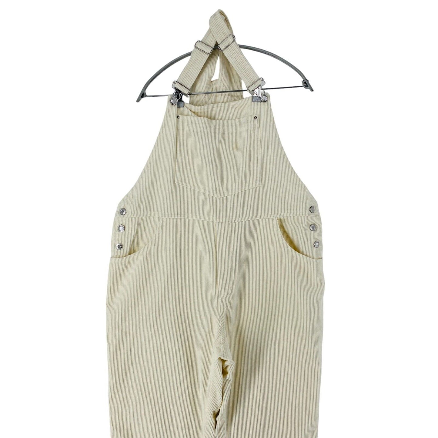 MANGO Women Cream White Regular Fit Corduroy Dungarees Trousers Size XXL 2XL