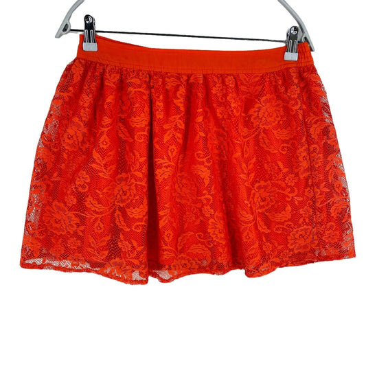 Stradivarius Floral Red Lace Flare Short Skirt Size M