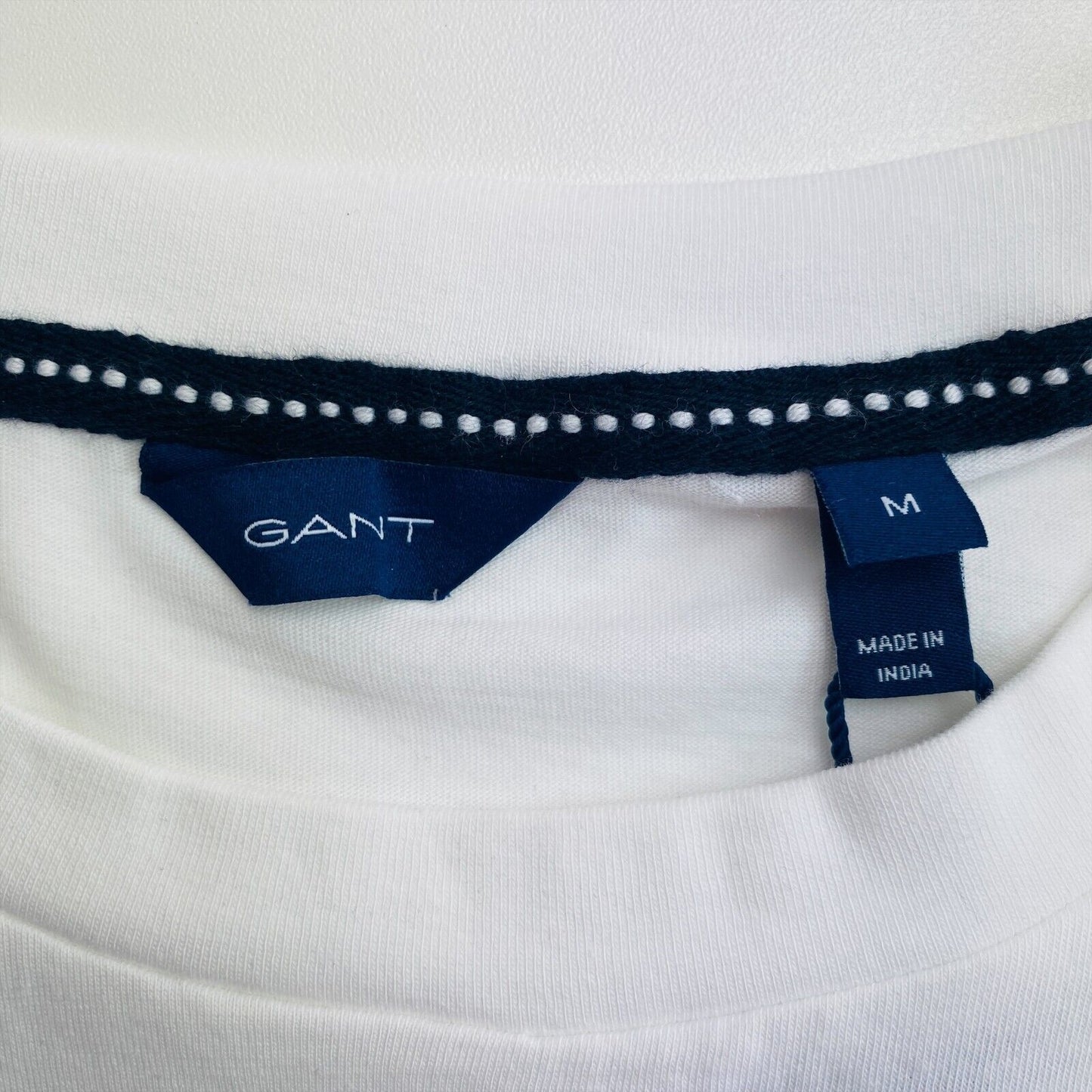 GANT White Gant Tag Crew Neck T Shirt Size M