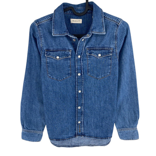 GANT Boys Blue Relaxed Long Sleeves Denim Shirt Size 9-10 Years 134/140 cm