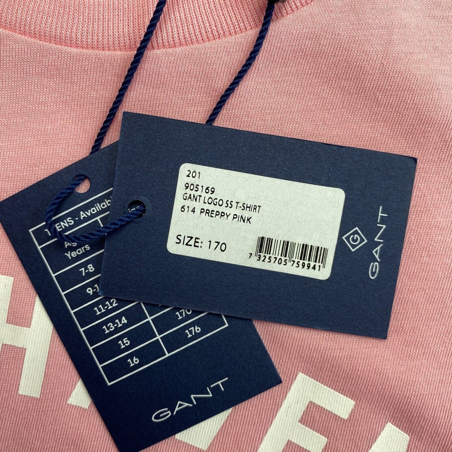 GANT Jungen T-Shirt mit Rundhalsausschnitt und Logo, Rosa, Größe 15 Jahre, 170 cm