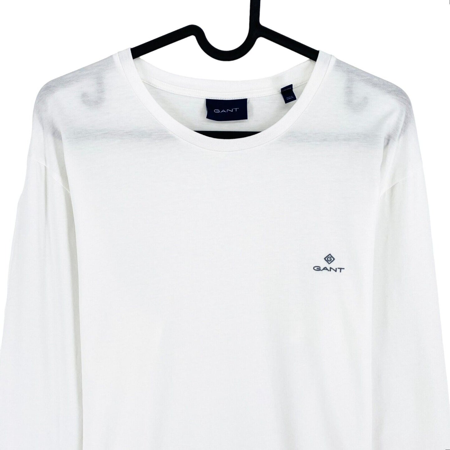 GANT White Solid Long Sleeves Crew Neck T-Shirt Size L