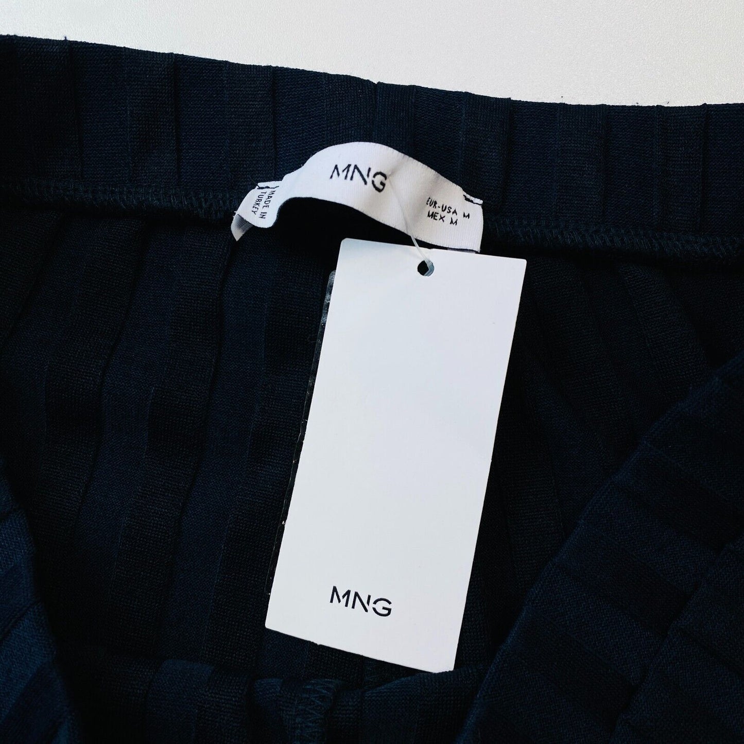 MANGO Women Dark Blue Wide Leg Fit Trousers Size M