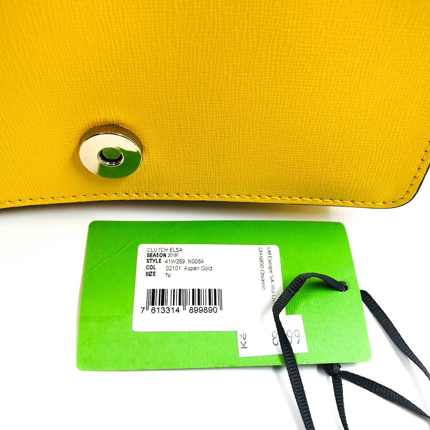 LA MARTINA 100% Leather Yellow Small Shoulder Bag Clutch Bag Purse