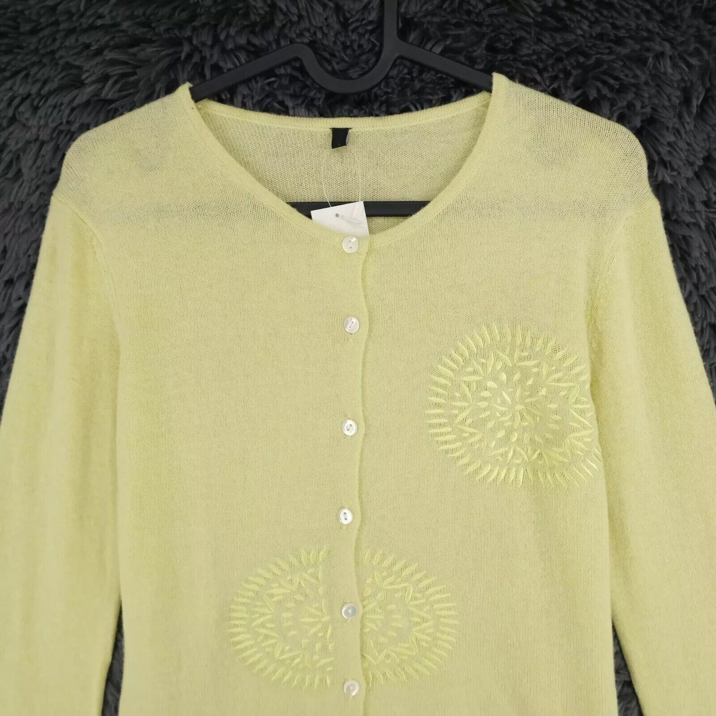 LANEROSSI Green Crew Neck Wool Cashmere Cardigan Size 2 - M