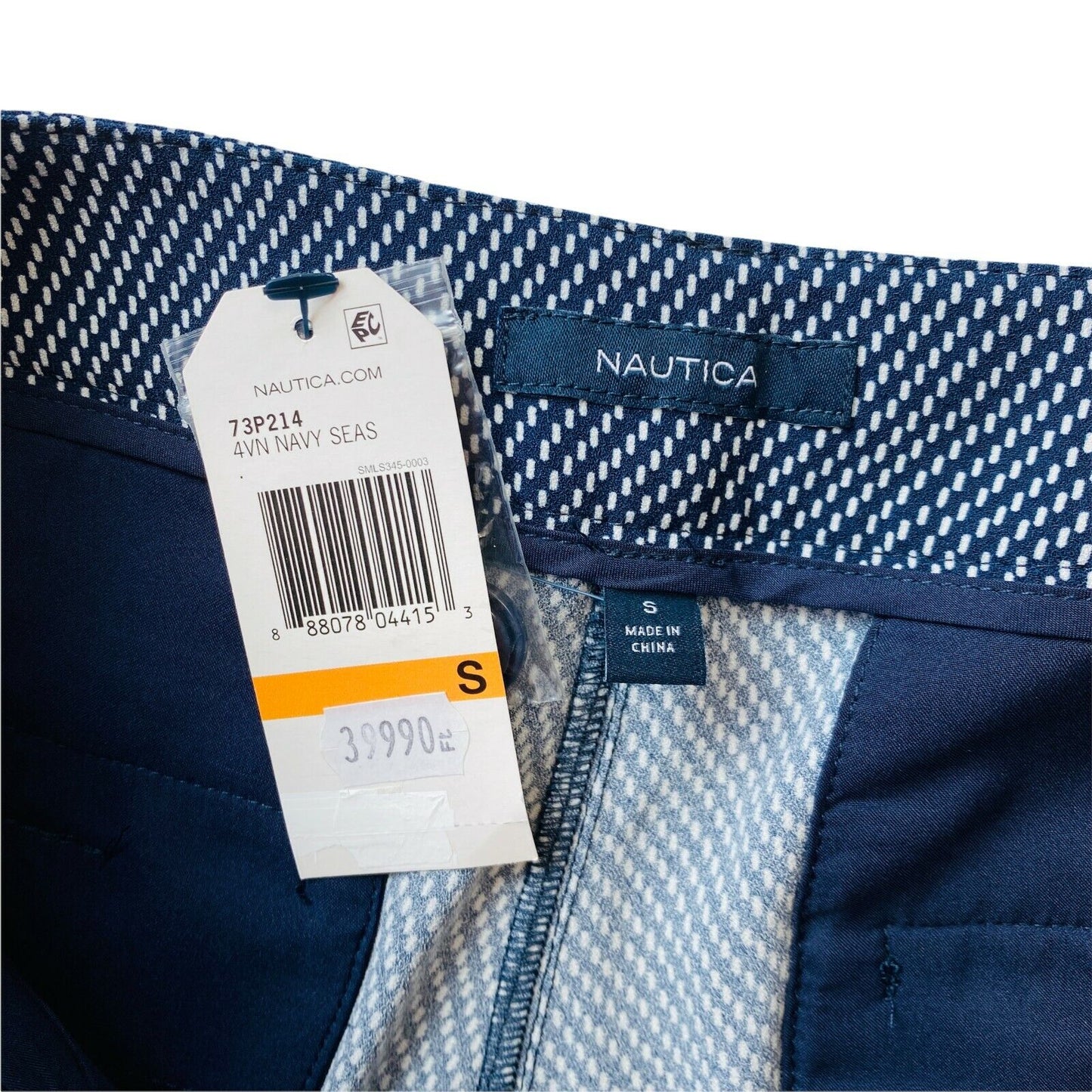 NAUTICA Damen Hose, Marineblau/Weiß, Regular Tapered Fit, kariert, Größe S W30