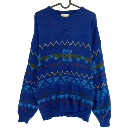 Cosby vintage Rétro années 90 Enrico Gorlani Blue Sweater Jumper Taille EU 54 UK/US 44