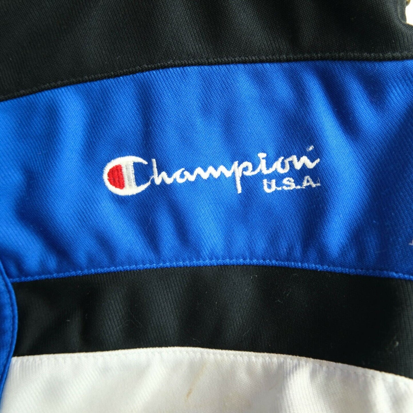 CHAMPION USA vintage Rétro Bleu Marine Track Top Veste Taille M