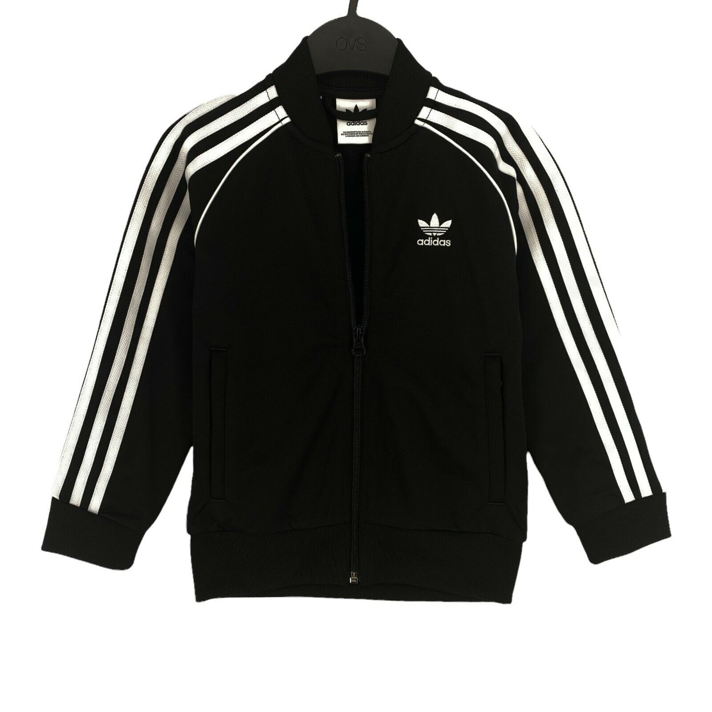 Adidas Boys Black Trefoil Logo Full Zip Sweater Pullover Size 5 - 6 Years