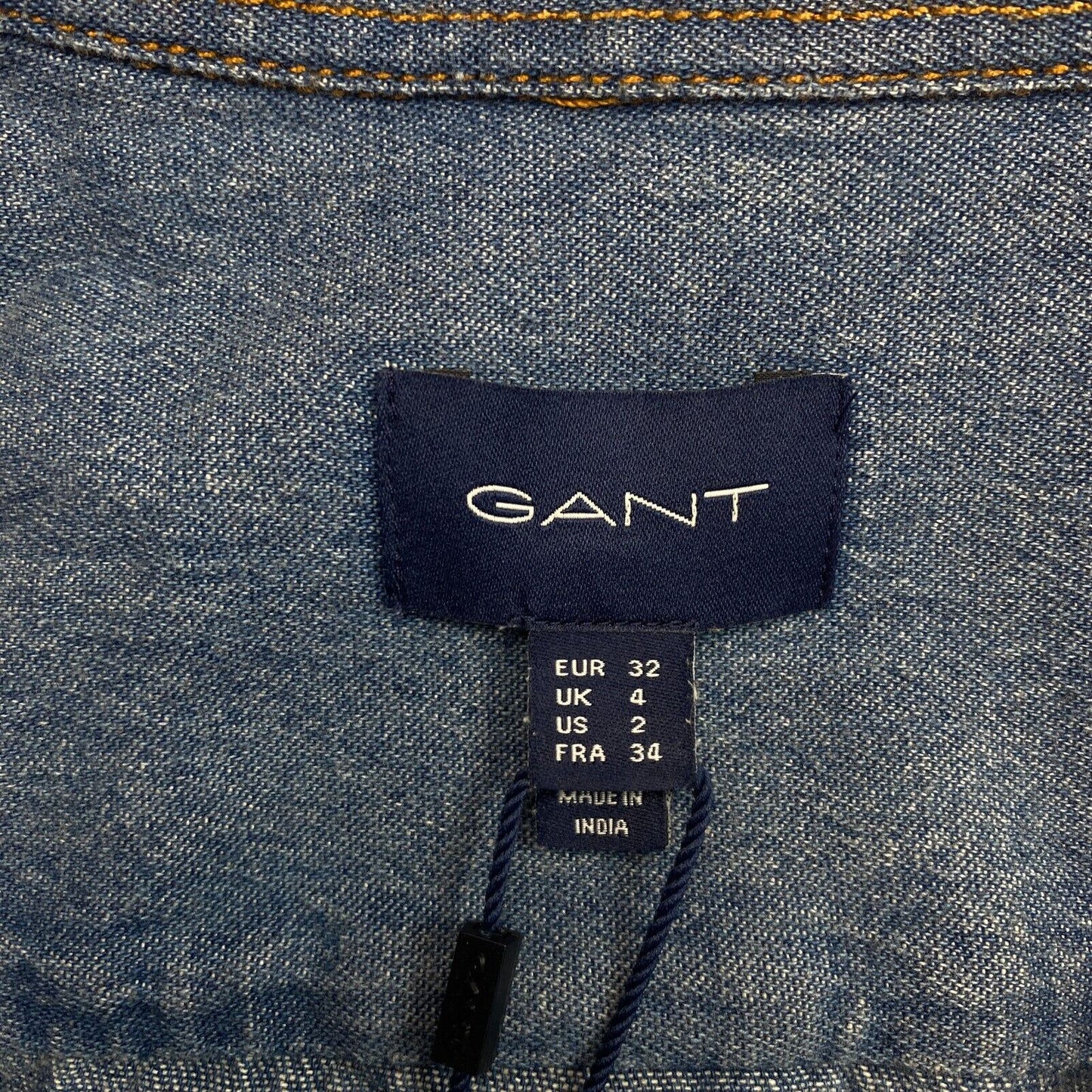 GANT Women Navy Blue Denim Sawtooth Long Sleeves Shirt Size EU 32 UK 4 US 2