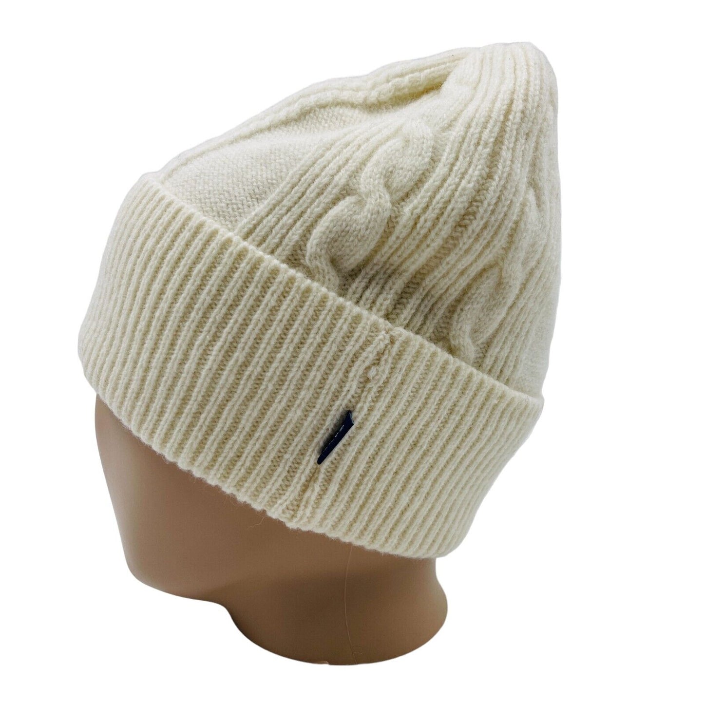 GANT Beanie-Mütze, 100 % Wolle, grobes Zopfmuster, Milchweiß, Einheitsgröße