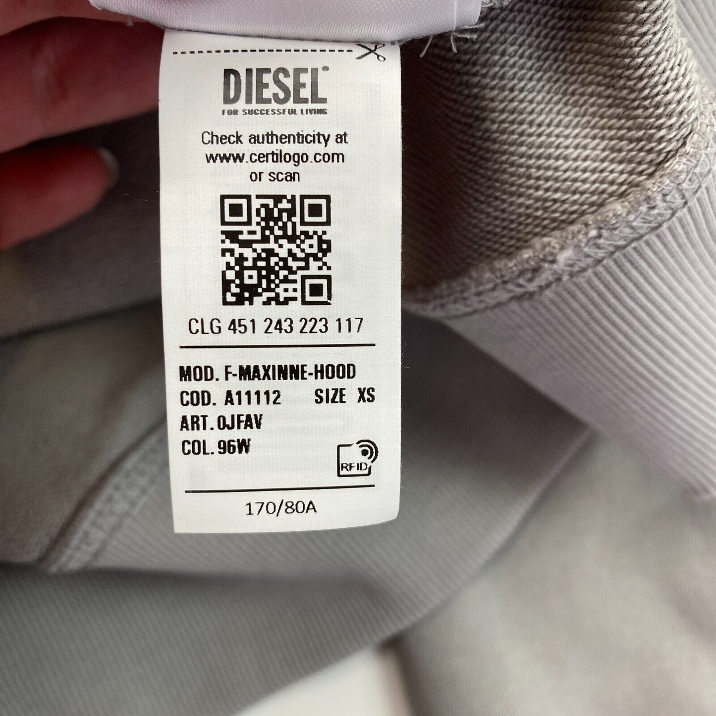 DIESEL Gris surdimensionné avec globe spirale imprimé pull à capuche pull taille XS