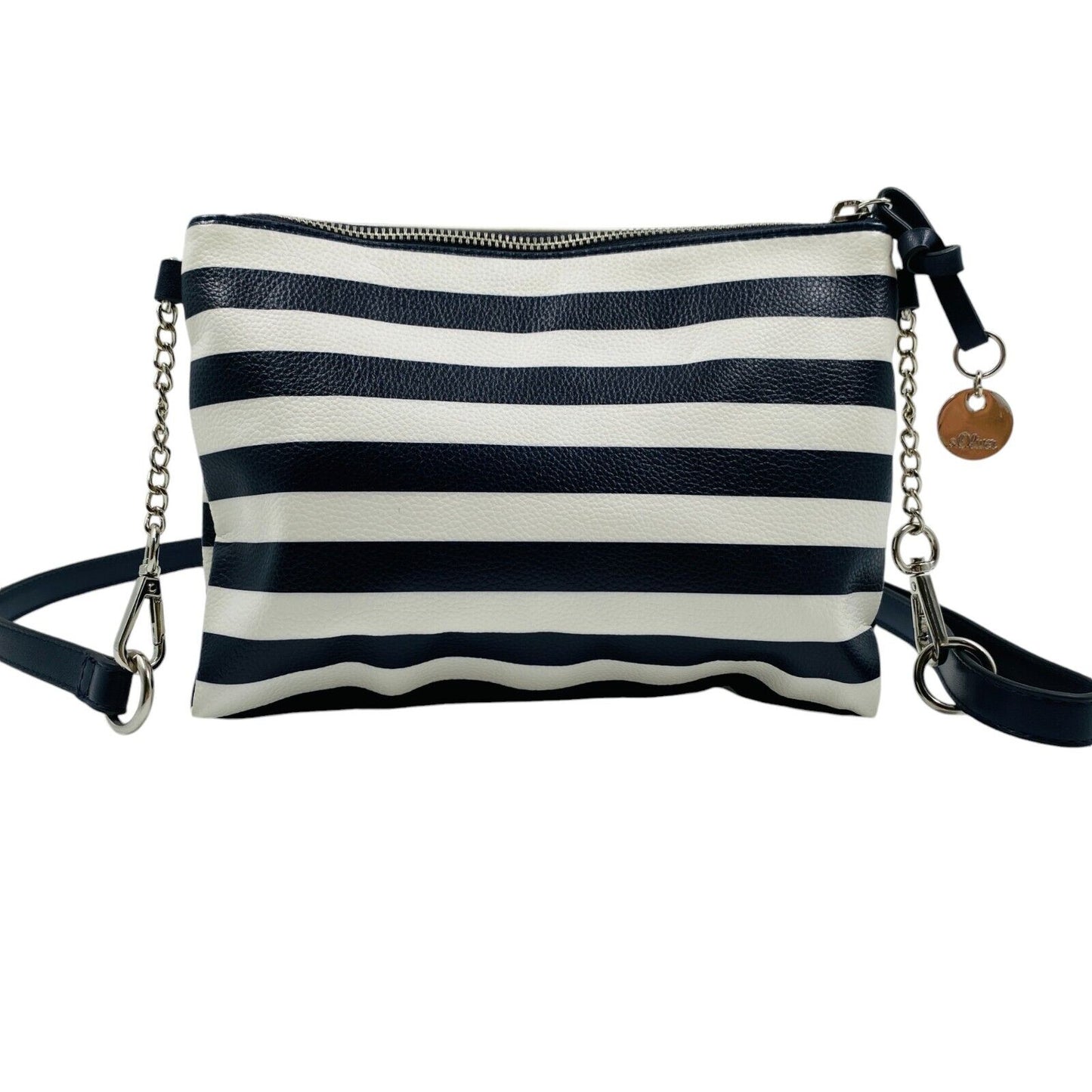 s.Oliver Women Black White Small Striped Simple Shoulder Bag