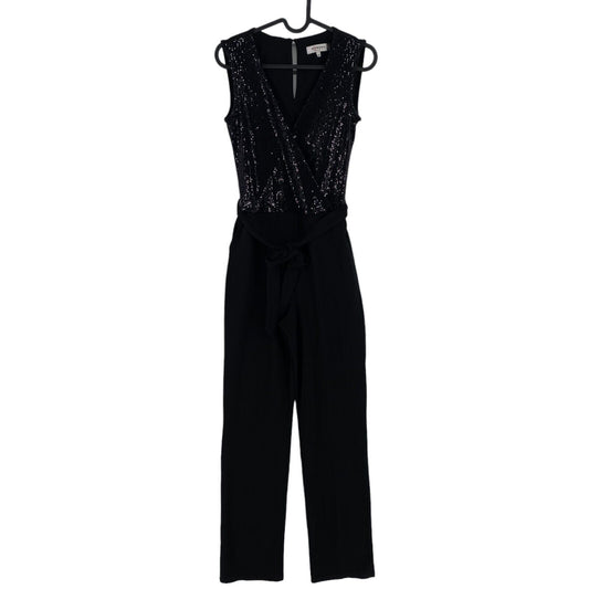 MORGAN DE TOI Women Black Sequin Top Sleeveless Jumpsuit Size EU 34 UK 6 US 4