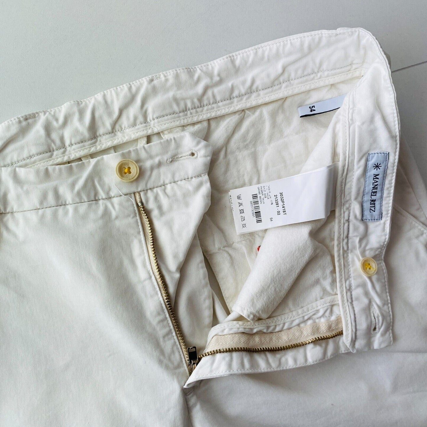 MANUEL RITZ White Slim Fit Chino Trousers Size EUR 54 W34