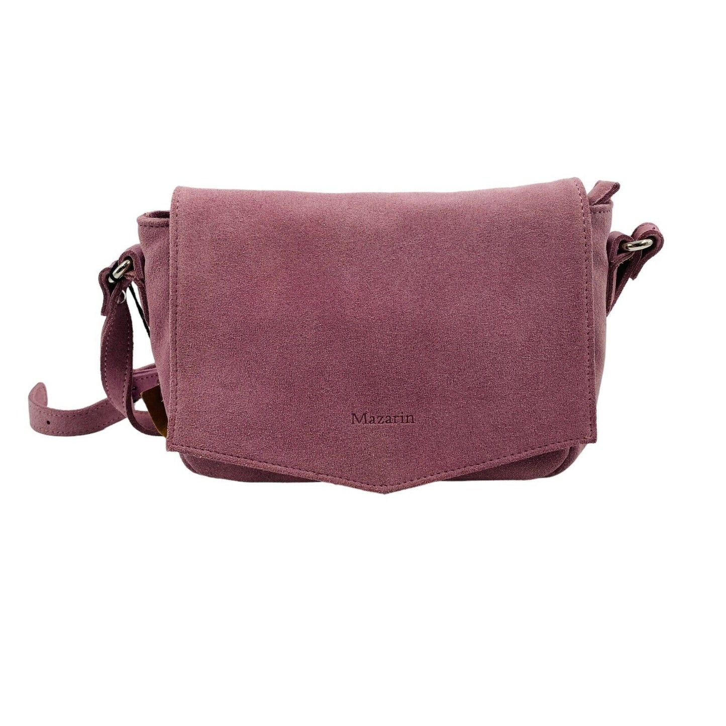 MAZARIN Dark Pink Suede Leather Handbag Shoulder Bag