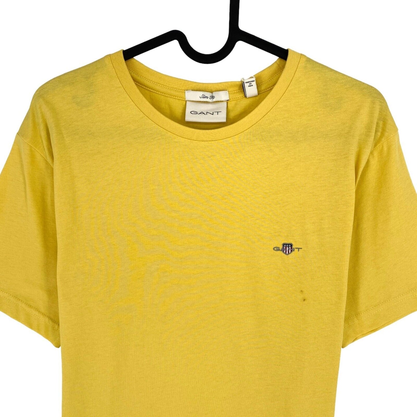 GANT Men Yellow Shield Slim Fit Crew Neck Short Sleeves T-Shirt Size M