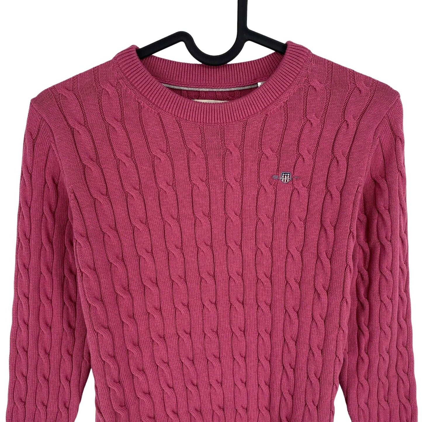 GANT Kids Dark Pink Cotton Cable Knit Crew Sweater Size 7-8 Years 122/128 cm