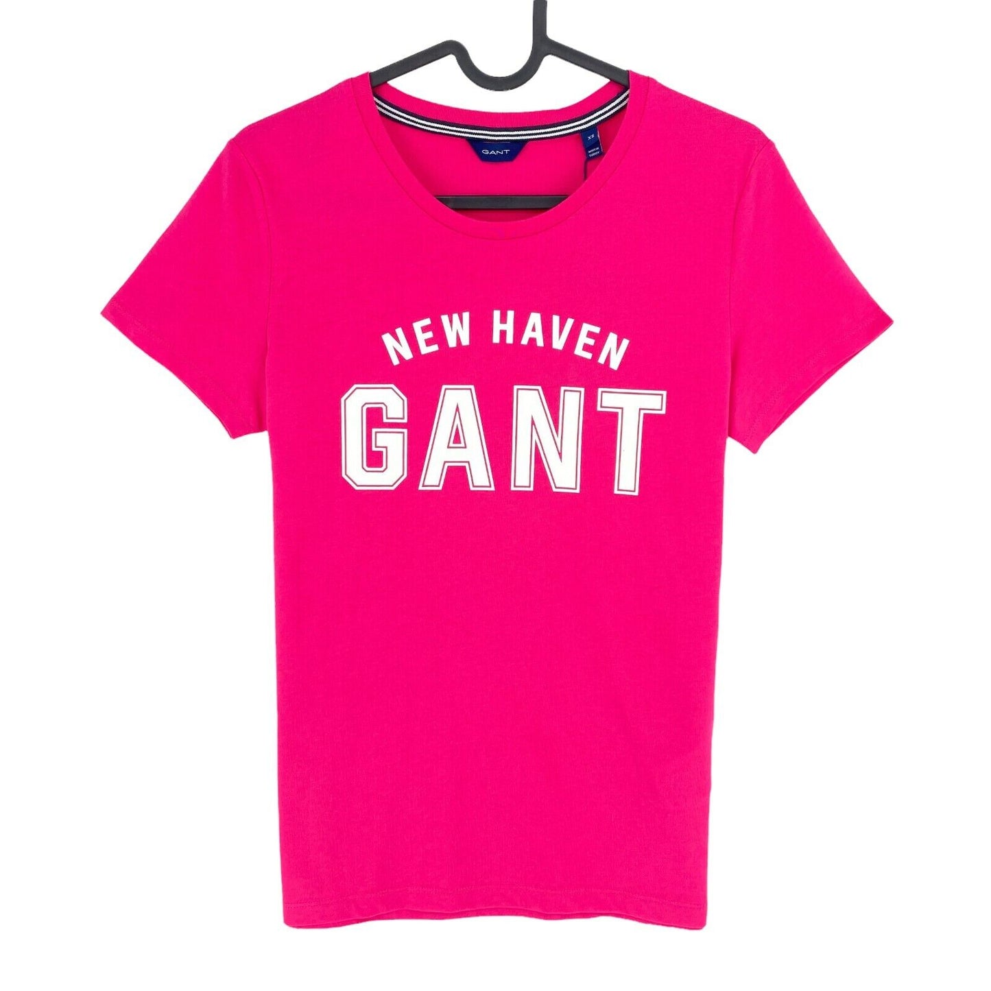 GANT T-Shirt mit Rundhalsausschnitt und Logo, Rosa, Größe XS