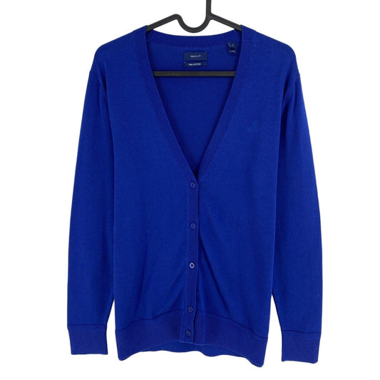 GANT Marineblauer Cardigan aus Pima-Baumwolle mit V-Ausschnitt, Größe S