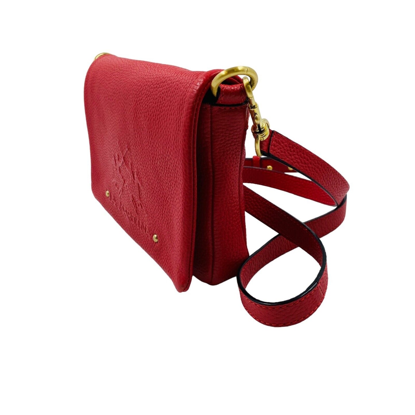 Sac messager à bandoulière 100% cuir rouge La Martina