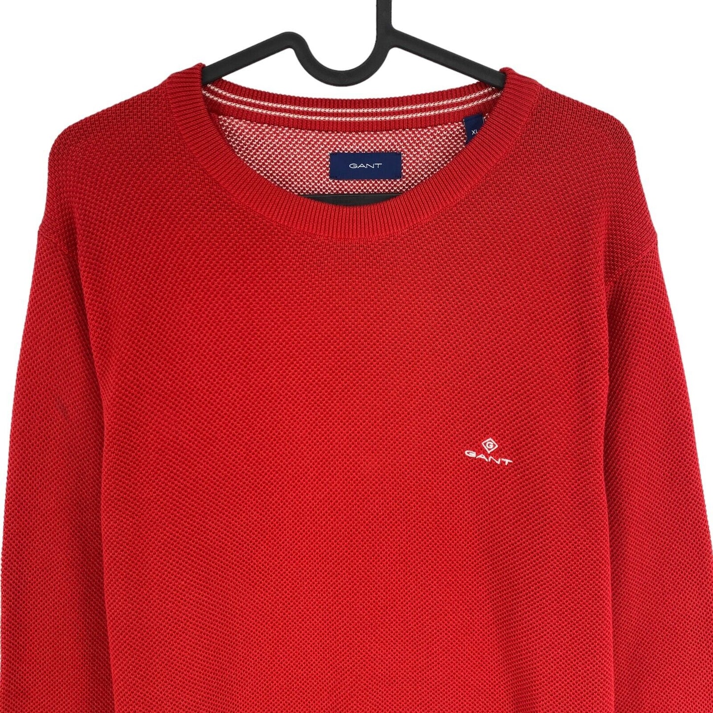 GANT Red Cotton Pique Crew Neck Sweater Jumper XL