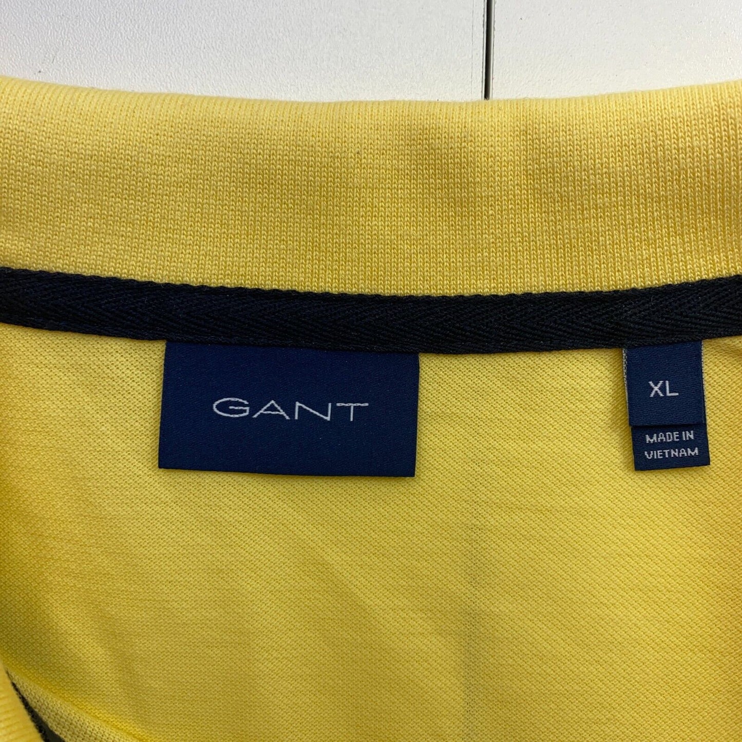 GANT Men Yellow Contrast Tipping Pique Short Sleeves Polo Shirt Size XL