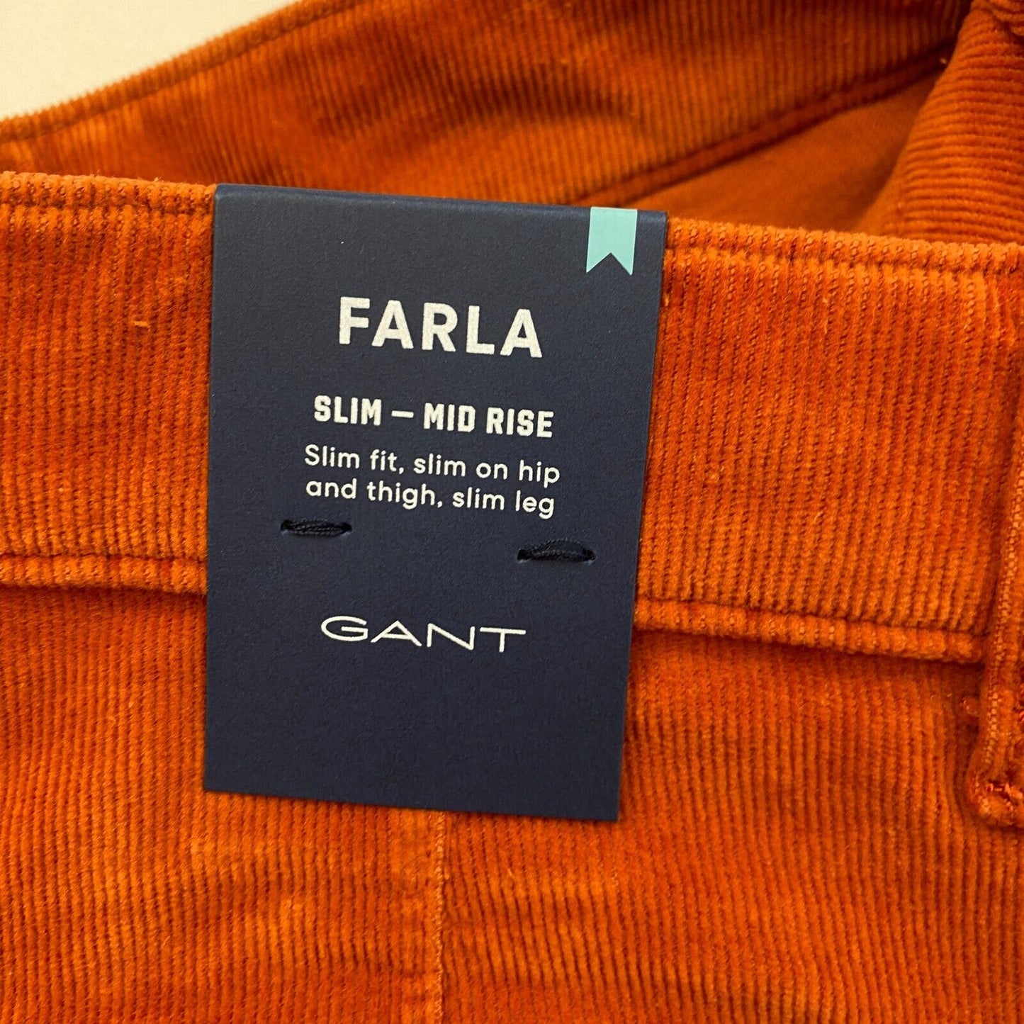 GANT Women Dark Orange FARLA Corduroy Slim Fit Cropped Jeans Size W28