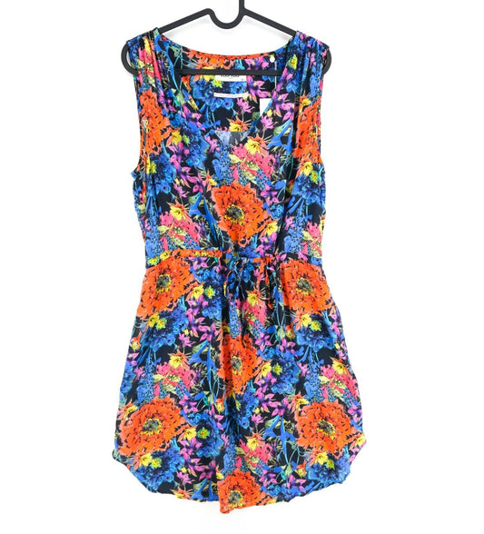 NAF NAF Blue Floral Print V Neck Tunic Dress Size 42