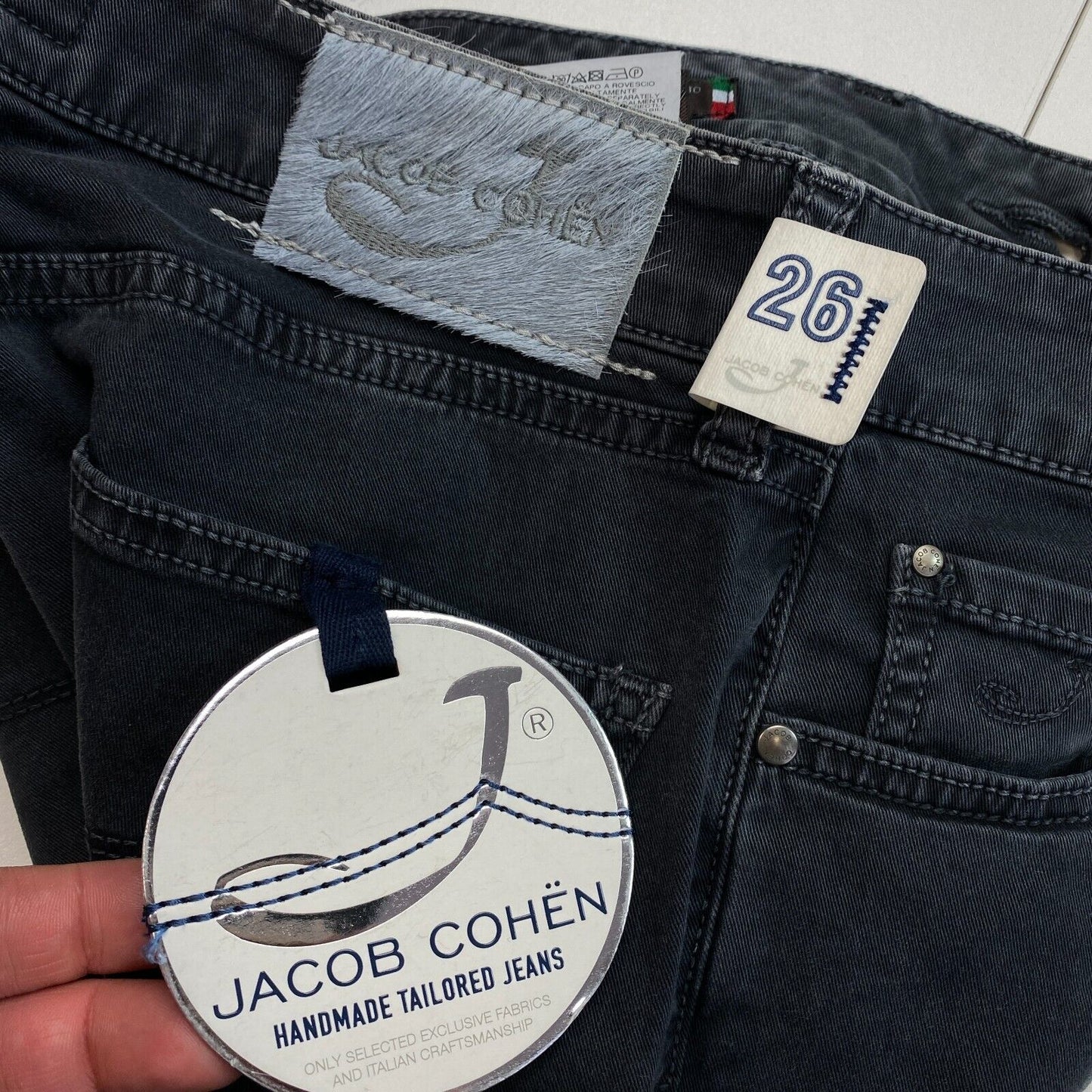 JACOB COHEN Damen PW711 Dunkelblaue Slim Fit Jeans W26 L32 Made in Italy