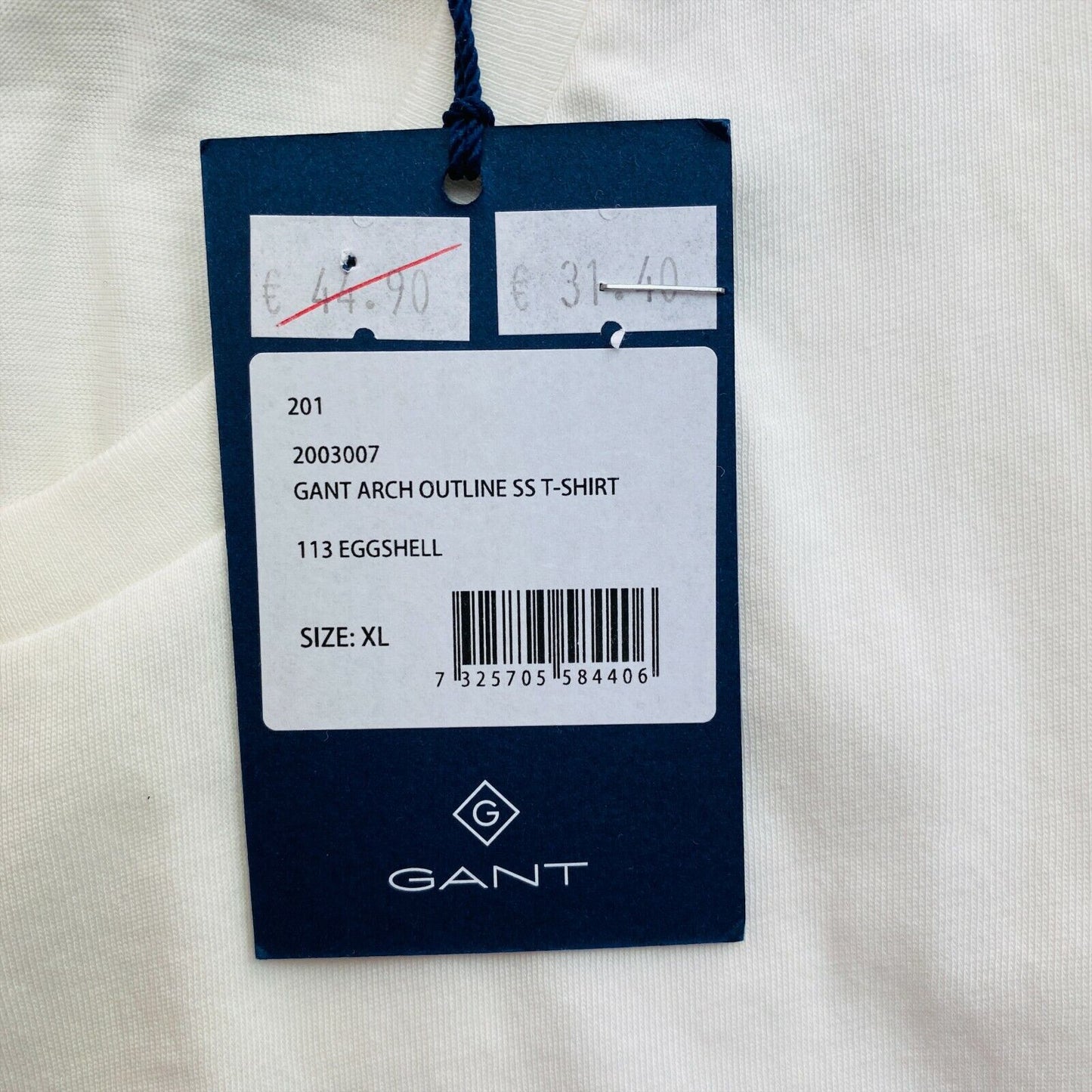 GANT White Arch Outline Crew Neck T Shirt Size XL