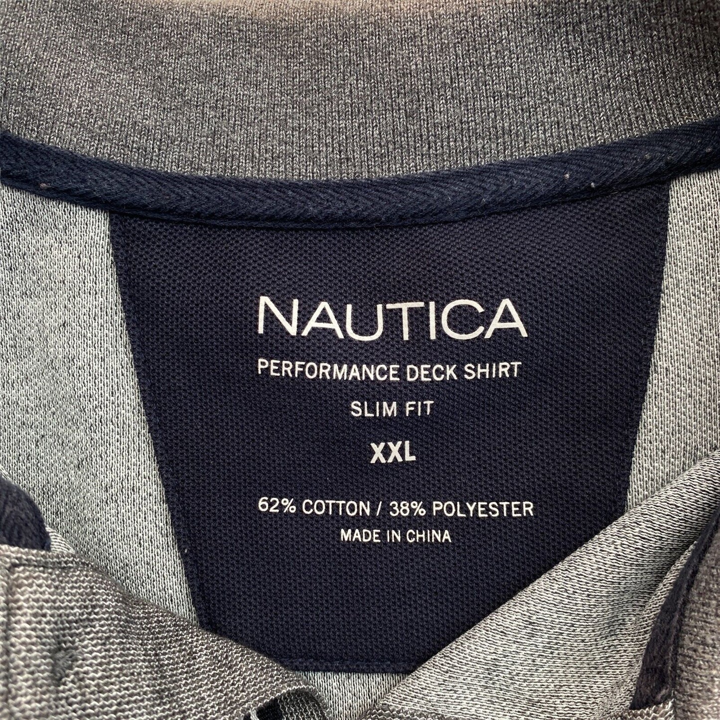 NAUTICA Dark Grey Slim Fit Pique Polo Shirt Size 2XL XXL