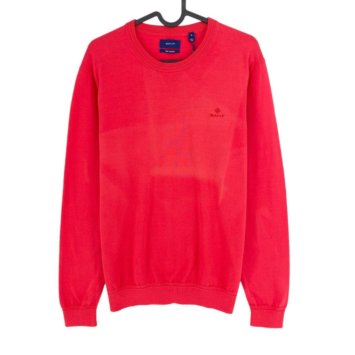 GANT Pinkish Red Pima Lux Contrast Crew Neck Sweater Pullover Size M