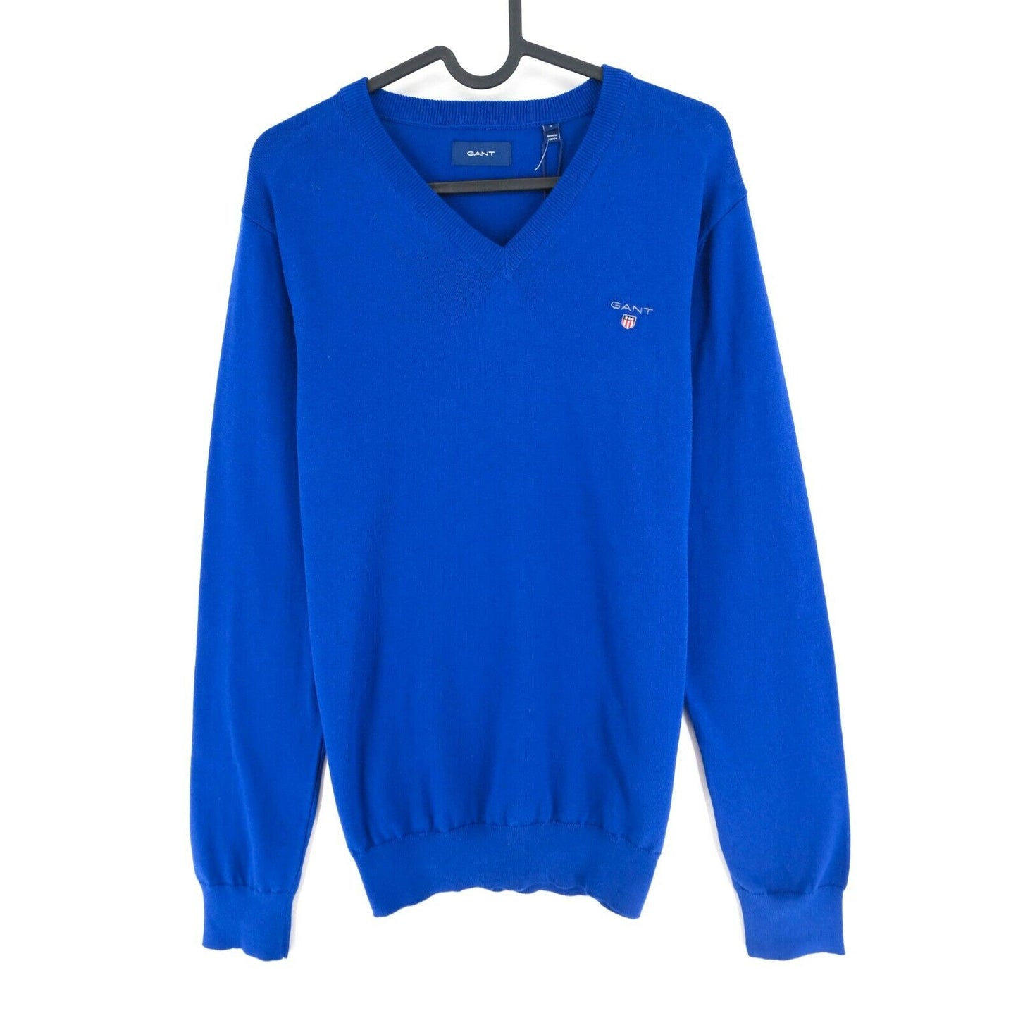 GANT Bleu vif Col en V Pull en coton Taille S