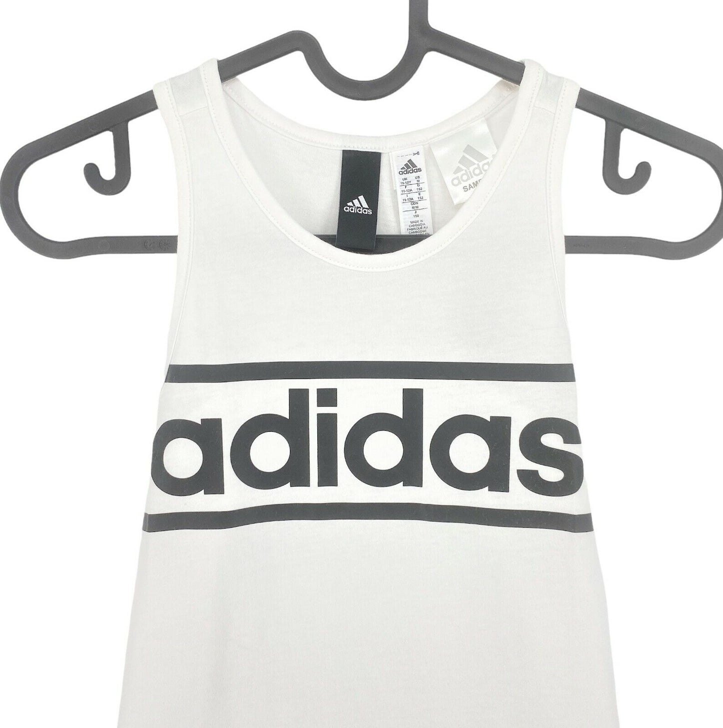 Adidas White Logo Crew Neck Tank Top Size 11 - 12 Years